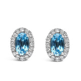 10K White Gold 5x3 MM Oval Cut Birthstone and Diamond Halo Stud Earrings (I-J Color, I1-I2 Clarity)-6 thumbnail 8