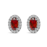 10K White Gold 5x3 MM Oval Cut Birthstone and Diamond Halo Stud Earrings (I-J Color, I1-I2 Clarity)-9 thumbnail 11