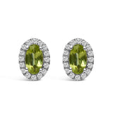 10K White Gold 5x3 MM Oval Cut Birthstone and Diamond Halo Stud Earrings (I-J Color, I1-I2 Clarity)-4 thumbnail 6