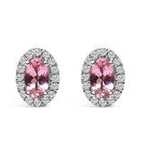 10K White Gold 5x3 MM Oval Cut Birthstone and Diamond Halo Stud Earrings (I-J Color, I1-I2 Clarity)-3 thumbnail 5