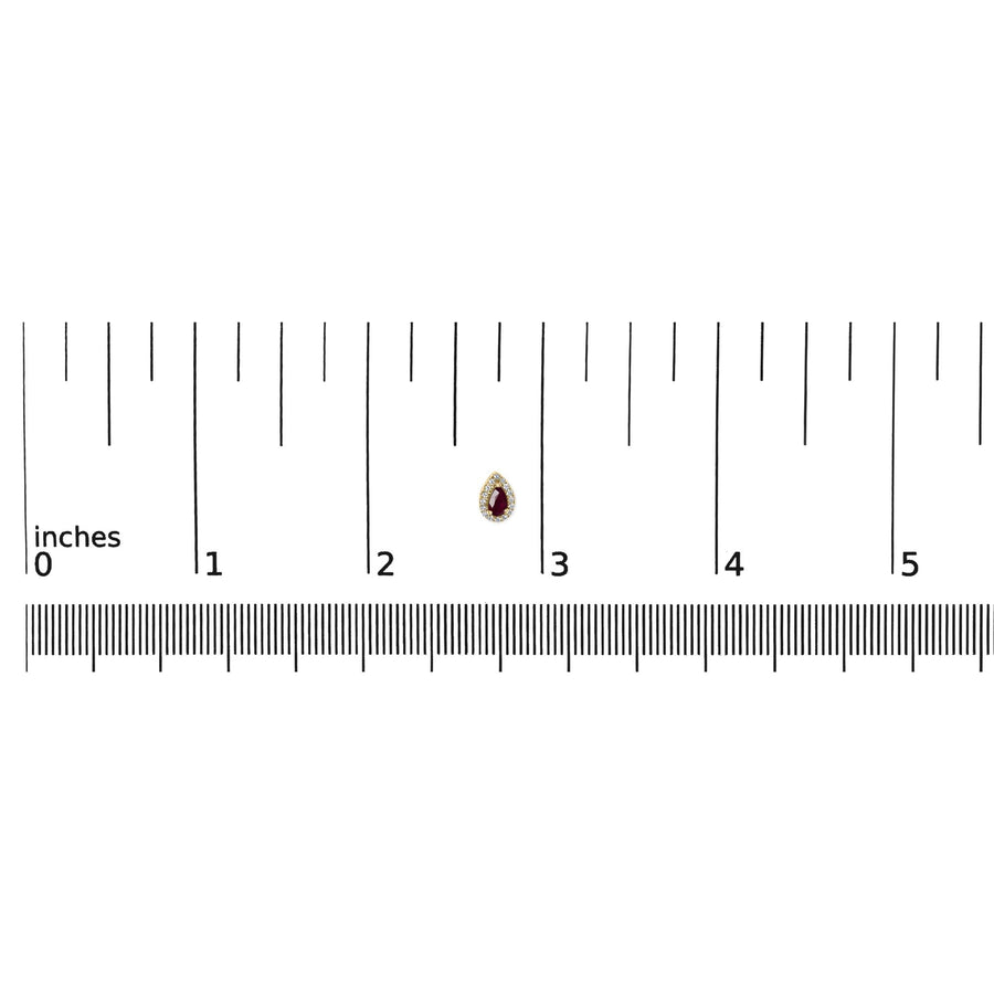 10K Yellow Gold 5X3 MM Pear-Cut Ruby and 1/7 Cttw Diamond Halo Stud Earrings (I-J Color, I1-I2 Clarity)