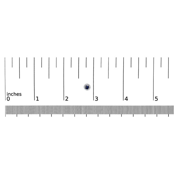 10K White Gold 3.25mm x 3.25mm Round Blue Sapphire and 1/10 Cttw Diamond Halo Stud Earrings (I-J Color, I1-I2 Clarity)