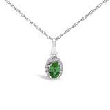 10K White Gold 5x3mm Gemstone and Diamond Accent Halo Oval Shape 18