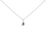 10K White Gold 5x3mm Gemstone and Diamond Accent Halo Pear Shape 18