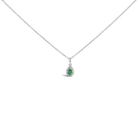 10K White Gold 5x3mm Gemstone and Diamond Accent Halo Pear Shape 18