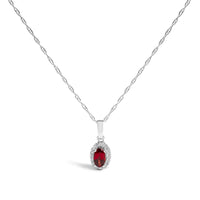 10K White Gold 5x3mm Gemstone and Diamond Accent Halo Oval Shape 18