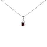 10K White Gold 5x3mm Gemstone and Diamond Accent Halo Pear Shape 18