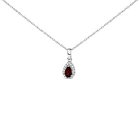 10K White Gold 5x3mm Gemstone and Diamond Accent Halo Pear Shape 18