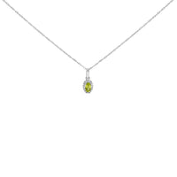10K White Gold 5x3mm Gemstone and Diamond Accent Halo Oval Shape 18