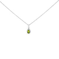 10K White Gold 5x3mm Gemstone and Diamond Accent Halo Pear Shape 18