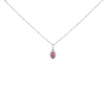 10K white gold necklace with oval diamond and round halo accent stones