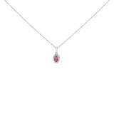 10K White Gold 5x3mm Gemstone and Diamond Accent Halo Oval Shape 18