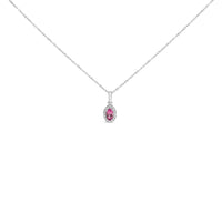 10K White Gold 5x3mm Gemstone and Diamond Accent Halo Oval Shape 18