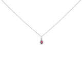 10K white gold necklace with pear diamond center and halo accent stones thumbnail 1