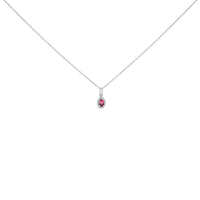 10K White Gold 5x3mm Gemstone and Diamond Accent Halo Pear Shape 18