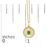 10K Yellow Gold 4x3 MM Emerald and 1/10 Cttw Diamond Circle Fluted Medallion Pendant Necklace-4 thumbnail 5