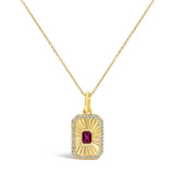 10K Yellow Gold 4x3 MM Ruby and 1/10 Cttw Diamond Rectangular Fluted Medallion Pendant Necklace-0 thumbnail 1