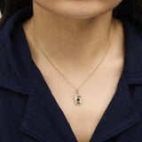 10K Yellow Gold 4x3 MM Ruby and 1/10 Cttw Diamond Rectangular Fluted Medallion Pendant Necklace-2 thumbnail 3