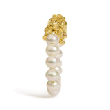 18K Yellow Gold Freshwater Pearl Dragon Charm Adjustable Ring Band-3 thumbnail 4