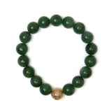 18K Yellow Gold Aventurine Beaded Charm Bracelet-3 thumbnail 4