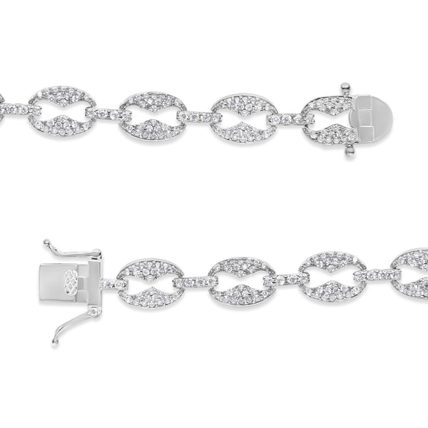 14K White Gold 1 1/2 Cttw Round Diamond Set Link Bracelet (I-J Color, I1-I2 Clarity) - 7