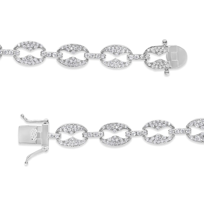 14K White Gold 1 1/2 Cttw Round Diamond Set Link Bracelet (I-J Color, I1-I2 Clarity) - 7