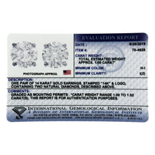 IGI Certified 1.00 Cttw Round Brilliant-Cut Diamond 14K White Gold Classic 4-Prong Solitaire Stud Earrings (H-I Color, I1-I2 Clarity)-3