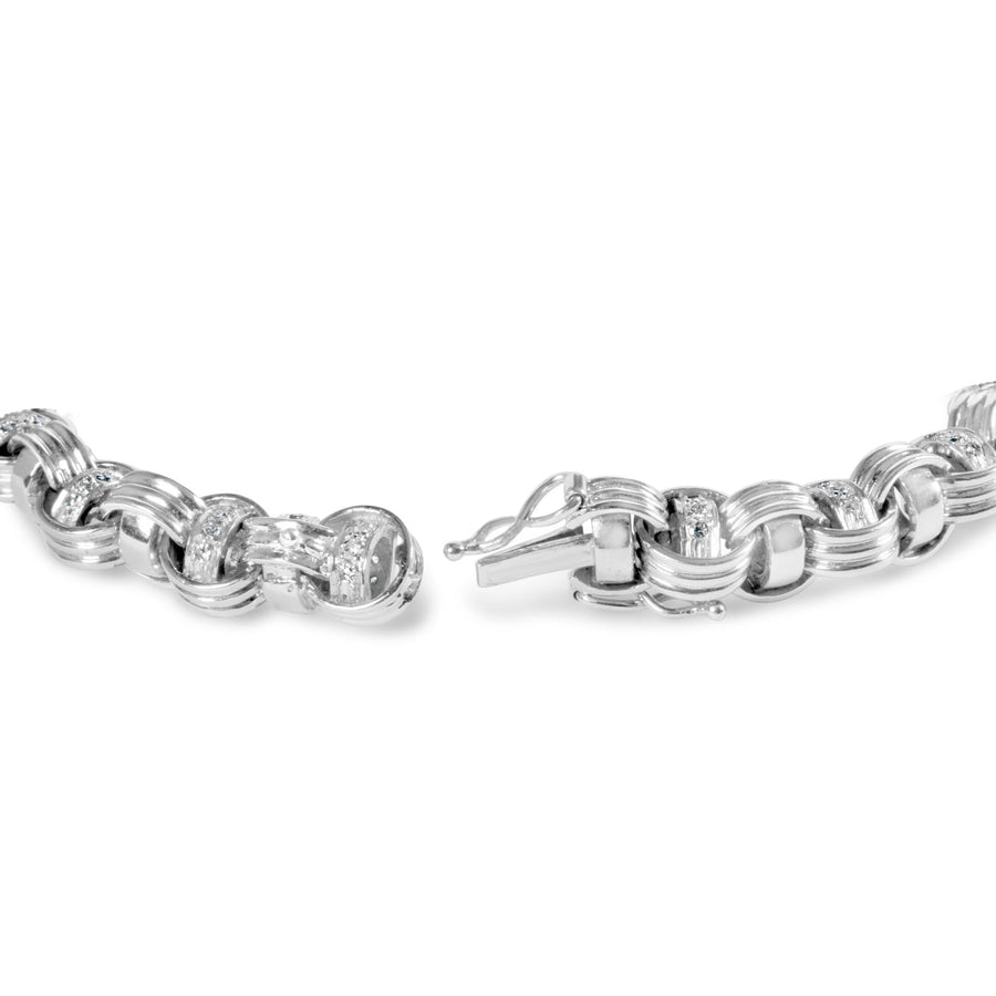 14K White Gold 1/2 Cttw Diamond Knotted Byzantine Link Bracelet (H-I Color, I2-I3 Clarity) - 7