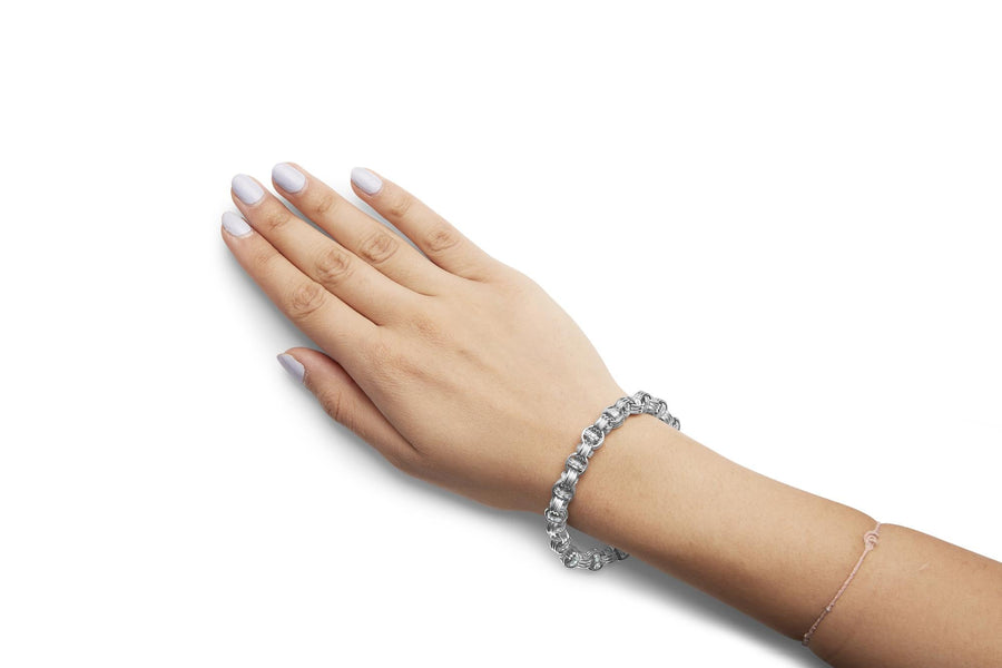 14K White Gold 1/2 Cttw Diamond Knotted Byzantine Link Bracelet (H-I Color, I2-I3 Clarity) - 7
