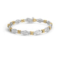 10K two-tone gold bracelet with channel-set baguette diamonds in X-link weave