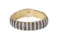 10K yellow gold bracelet with round coco and white diamond stones in 5 rows