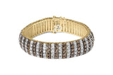 10K yellow gold bracelet with round coco and white diamond stones in 5 rows thumbnail 1