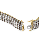 10K Yellow Gold 10 CTW 1/3 Cttw Alternating Coco Color and White Diamond 5 Row Tennis Bracelet (Brown/H-I Color, SI1-SI2 Clarity) - Size 7.25-1 thumbnail 2