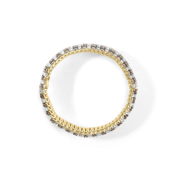 10K Yellow Gold 10 CTW 1/3 Cttw Alternating Coco Color and White Diamond 5 Row Tennis Bracelet (Brown/H-I Color, SI1-SI2 Clarity) - Size 7.25