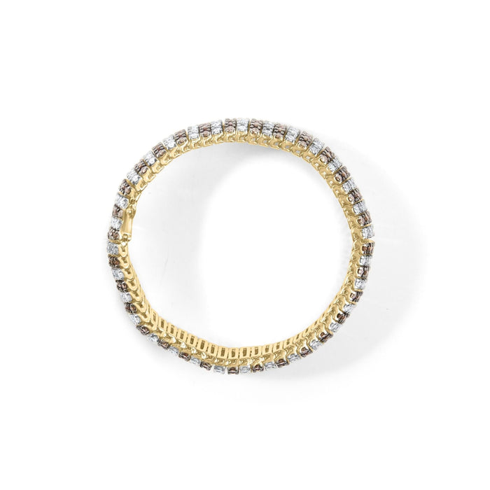 10K Yellow Gold 10 CTW 1/3 Cttw Alternating Coco Color and White Diamond 5 Row Tennis Bracelet (Brown/H-I Color, SI1-SI2 Clarity) - Size 7.25