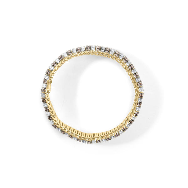 10K Yellow Gold 10 CTW 1/3 Cttw Alternating Coco Color and White Diamond 5 Row Tennis Bracelet (Brown/H-I Color, SI1-SI2 Clarity) - Size 7.25
