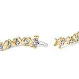 10K Yellow Gold 1/2 Cttw Diamond Alternating X-Link Bracelet-1 thumbnail 2