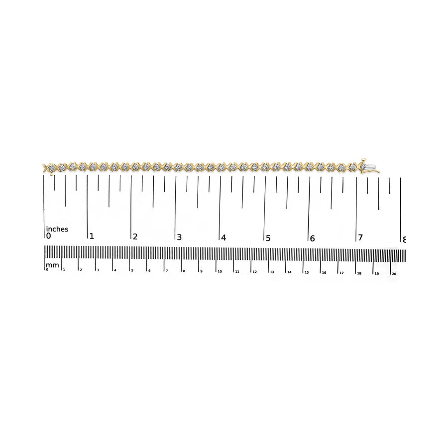 10K Yellow Gold 1/2 Cttw Diamond Alternating X-Link Bracelet