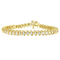 14K yellow gold spiral link bracelet with round diamond stones, 3.00 cttw