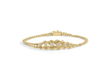 10K yellow gold bracelet with round diamonds in a woven rope chain thumbnail 1