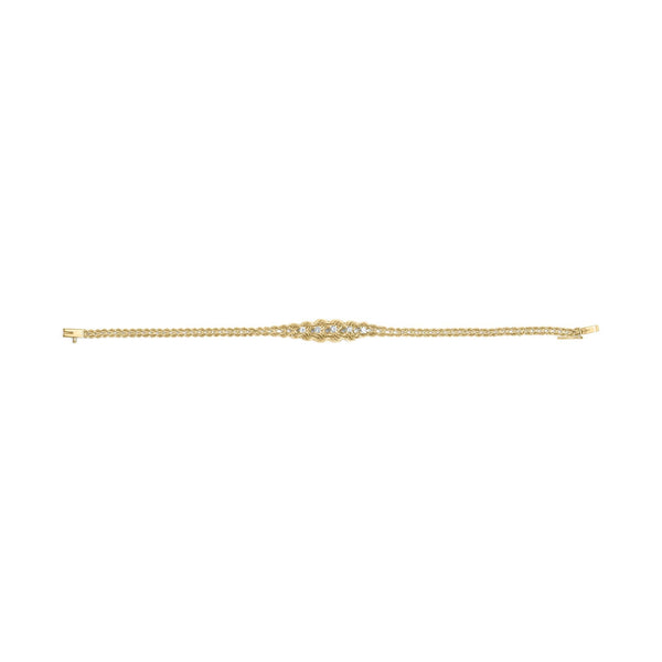 10K Yellow Gold 1/4 Cttw Round-Cut Diamond Basket Weave Rope Chain Style 7