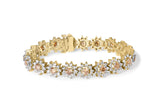 14K yellow gold bracelet with champagne diamond floral cluster halo links thumbnail 1