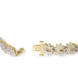 14K Yellow Gold 8.00 Cttw Champagne Diamond Floral Cluster Halo Link Bracelet (H-I Color, I1-I2 Clarity)-1 thumbnail 2