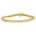 18K yellow gold spiral link bracelet with round diamond stones