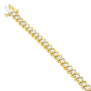 18K Yellow Gold Round Cut Diamond Spiral Link Bracelet (2.00 cttw, I-J Color, I1-I2 Clarity)-1