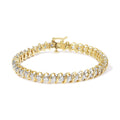 18K yellow gold tennis bracelet with round diamond stones in S-links