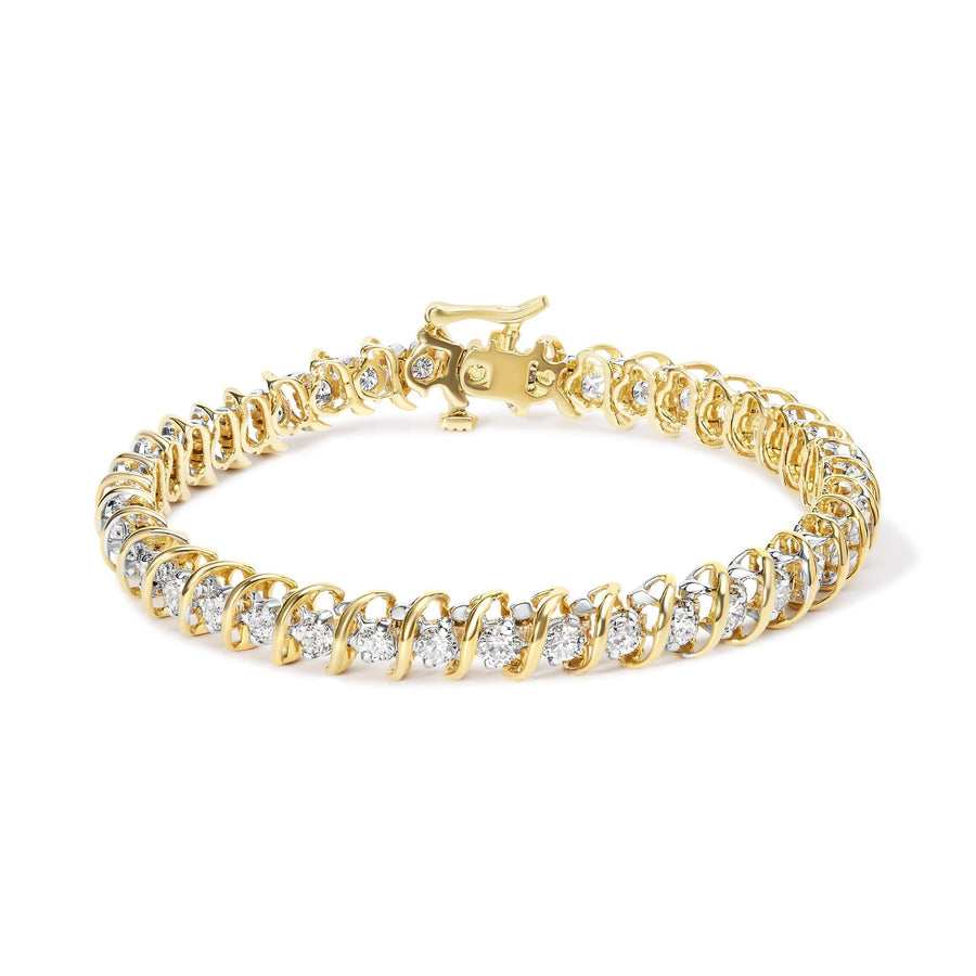 18K Yellow Gold 4.0 Cttw Round-Cut Diamond S-Link 7