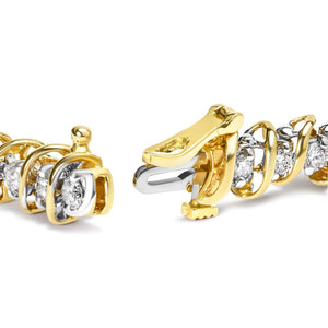 18K Yellow Gold 4.0 Cttw Round-Cut Diamond S-Link 7