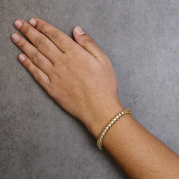18K Yellow Gold 4.0 Cttw Round-Cut Diamond S-Link 7
