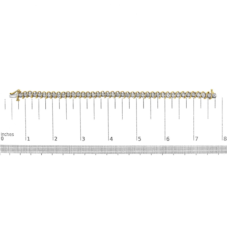 18K Yellow Gold 4.0 Cttw Round-Cut Diamond S-Link 7